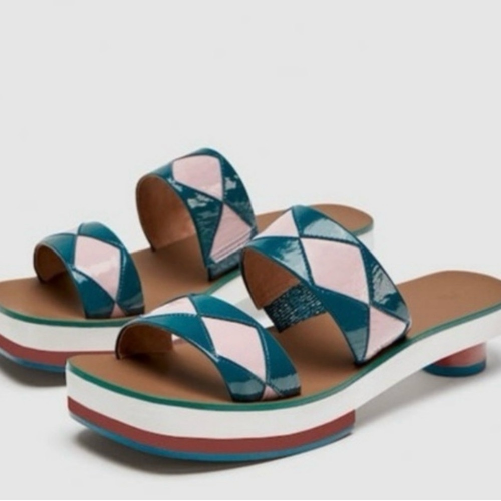 Zara Women's Slide Sandals - Teal and Pink
